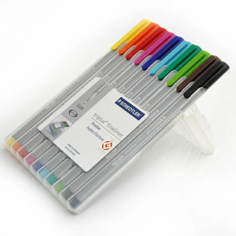 Набор ручек для рисования Staedtler 334SB Triplus Fineliner 0 3 мм 10 цветов графический дизайн