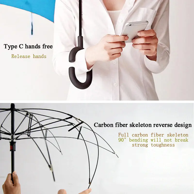 Ветрозащитный складной двухслойный инвертированный зонтик Chuva Самостоятельная