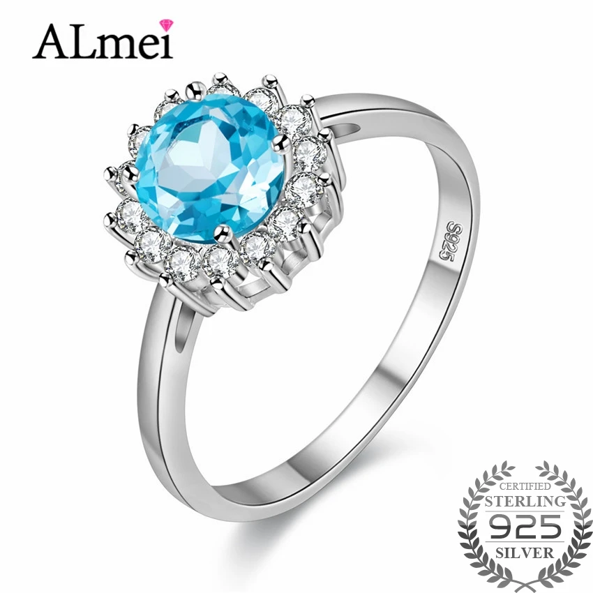 Almei Blue Sunflower Topaz оригинальные ювелирные изделия из стерлингового серебра 925 пробы