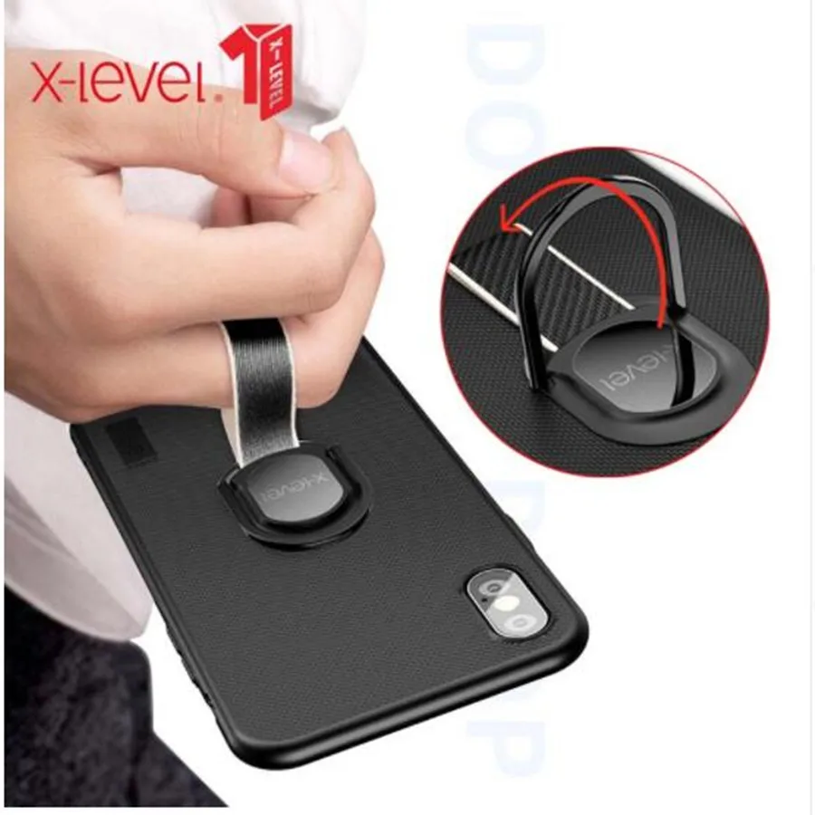 X-Level Detachable Finger Ring Stand Holder Phone Case For iPhone XS Max XR Hard PC Matte Back Cover for X 6 7 8 Plus | Мобильные