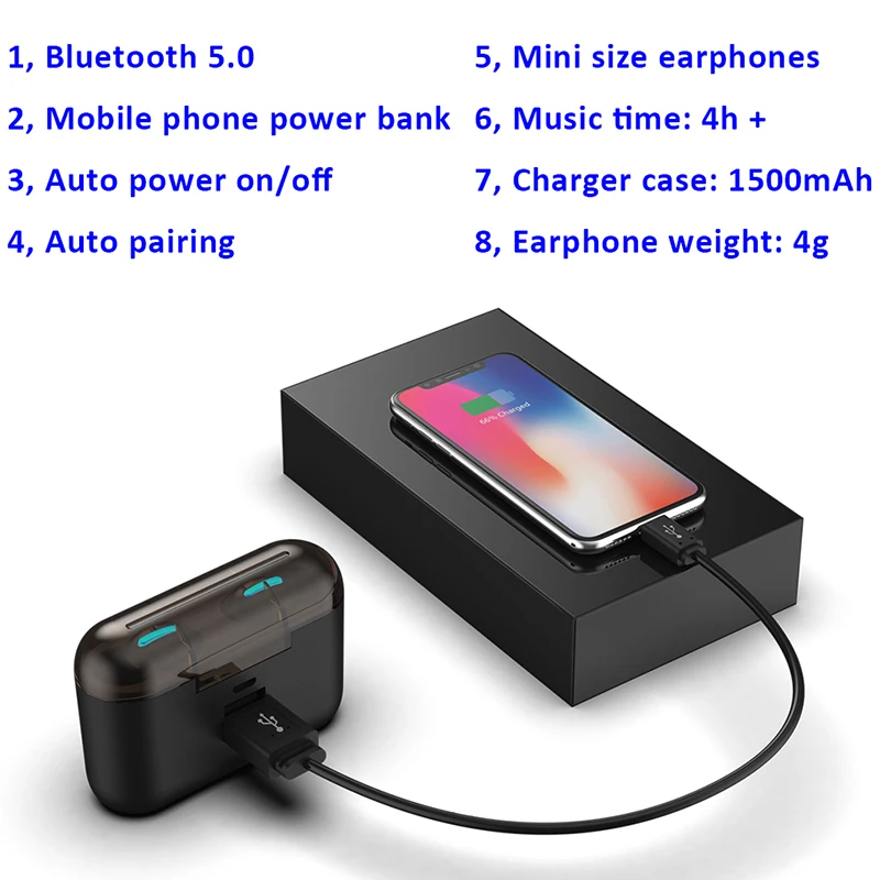 Оригинальные Q32 TWS Мини Bluetooth наушники 5 0 + EDR спортивные стерео с 1500 мАч зарядное