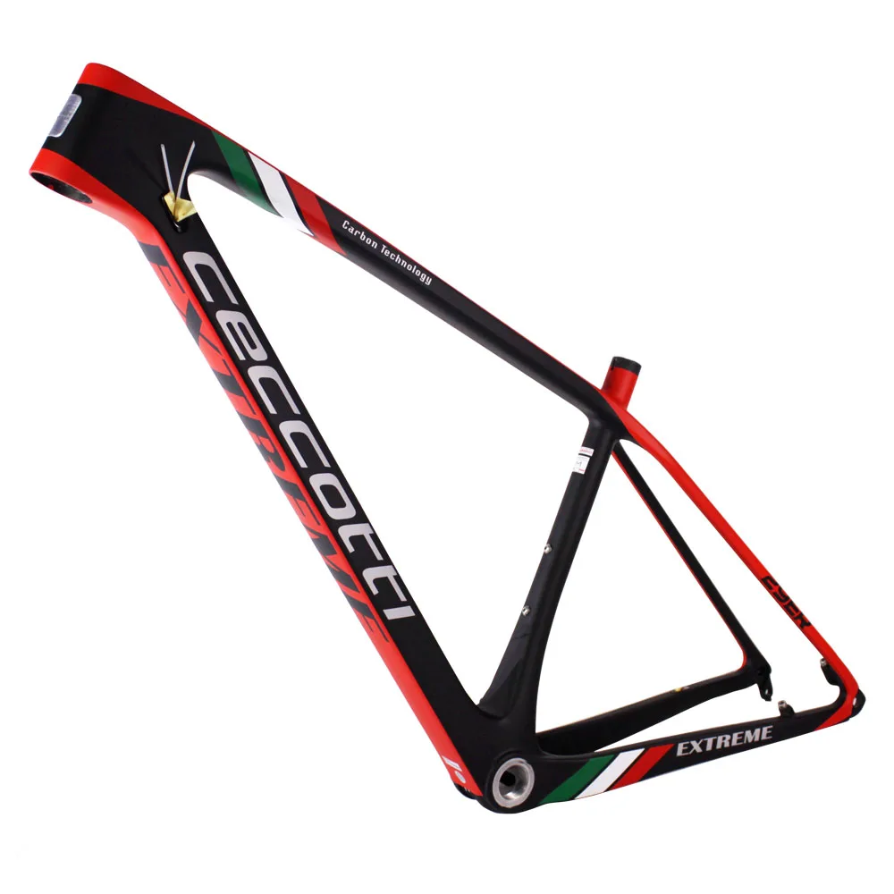 red Новая карбоновая велосипедная Рама 27,5 er/29er telaio carbonio strada Ceccotti Светоотражающая конструкция карбоновая mtb рама - Цвет: red