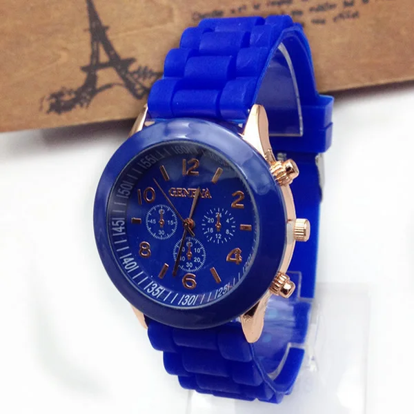 Blue silicone watch women round quartz wristwatch 2018 new fashion bracelet female sport watches analog relojes mujer hot | Наручные часы