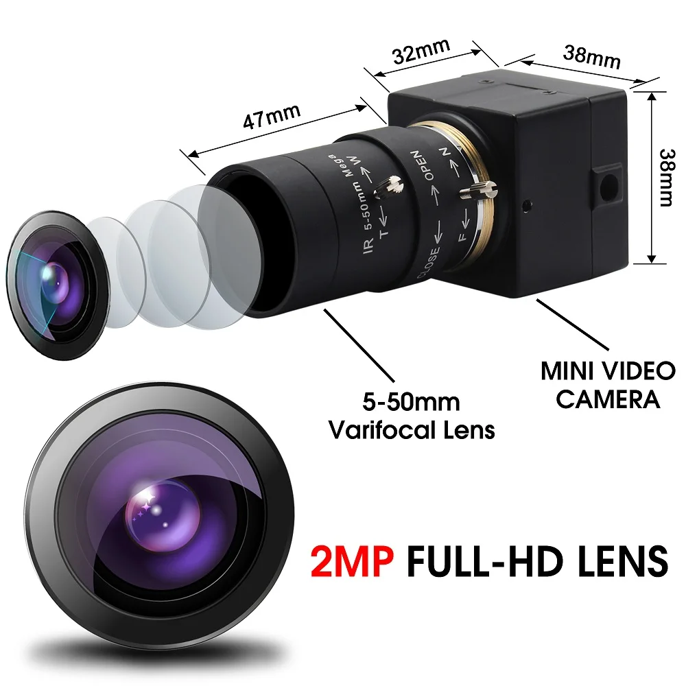 Топ ELP 1080P sony IMX322 H.264 Низкая освещенность 0.01Lux промышленная машина видения мини usb веб-камера