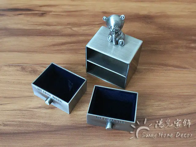 NEW Newborn Baby Keepsake Family Gift First Tooth and Curl Boxes Double Layers Drawer Design Metal Art Craft Trinket Box | Украшения и