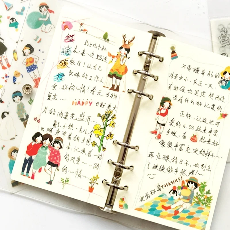 6 шт милые девушки Дневник стикер каваи Канцтовары Papeleria DIY Скрапбукинг молочный