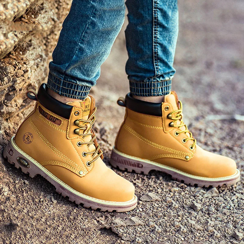 Мужские ботинки со стальным носком рабочие обувь с высоким берцем мужская