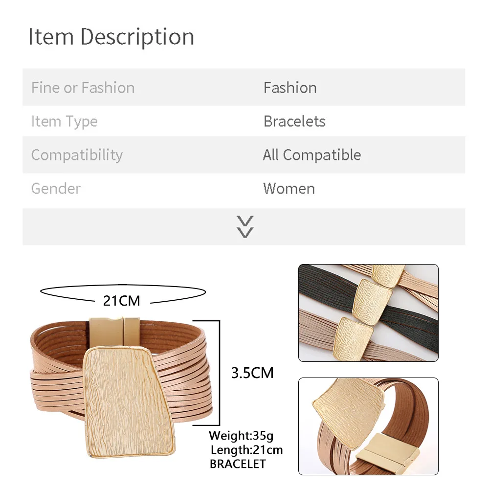 Женский Многослойный кожаный браслет жемчужный винтажный с подвеской ювелирное