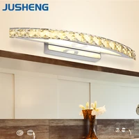 jusheng modern 15w led bathroom lights top mirror lighting 100 240v stainless crystal moon shape sconces indoor 54cm long