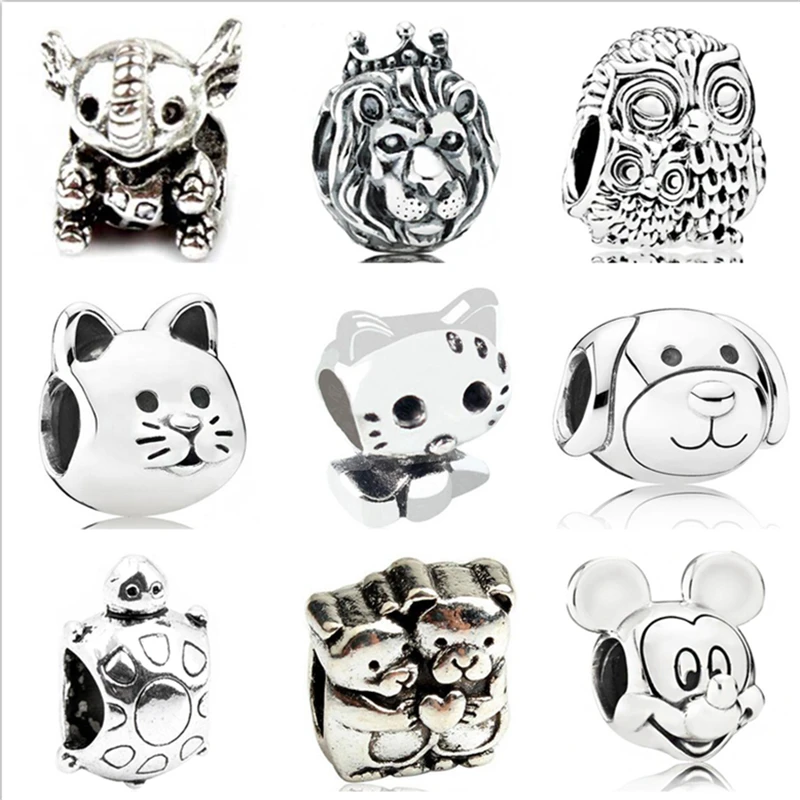 Btuamb браслеты в стиле панк виде льва собаки кота медведя Hello Kitty бусины из сплава