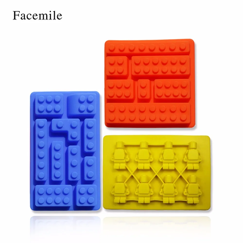 Facemile 3 шт./компл. Строительный кирпич фигура робота силиконовые формы Sugarcraft