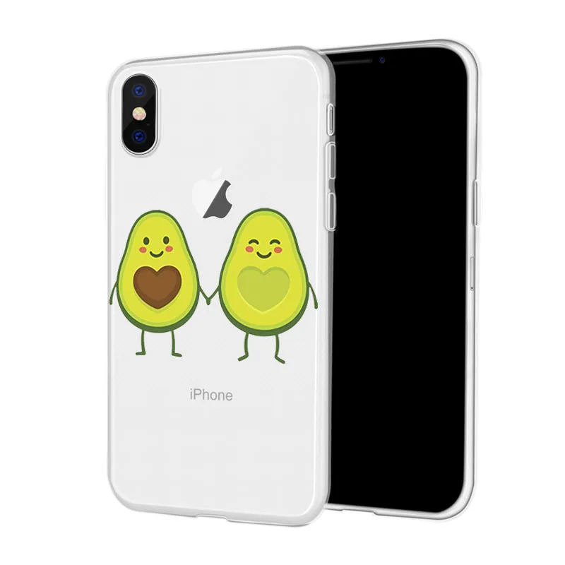DIFFRBEAUTY чехол для телефона, чехол для iPhone 11 Pro XR 6 6S Plus X 5 SE Plus, милый прозрачный чехол для телефона с фруктами авокадо для iPhone 8 7 Plus - Цвет: A201787