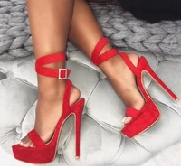 newest summer platform high heel sandal 2019 sexy open toe ankle strap super high shoe woman cutouts gladiator sandal red