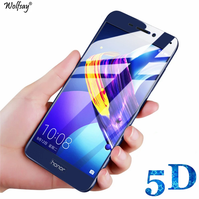Wolfsay 1 шт. 5D изогнутый экран протектор для Huawei Honor 6C Pro закаленное стекло V9 Play полное