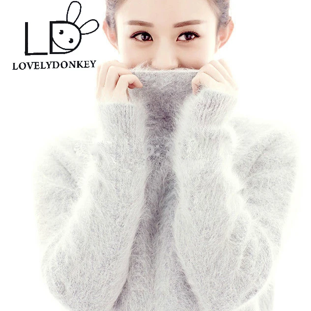 LOVELYDONK mink cashmere sweater women pure pullovers knitted Customized color big size free shipping M491 | Женская одежда