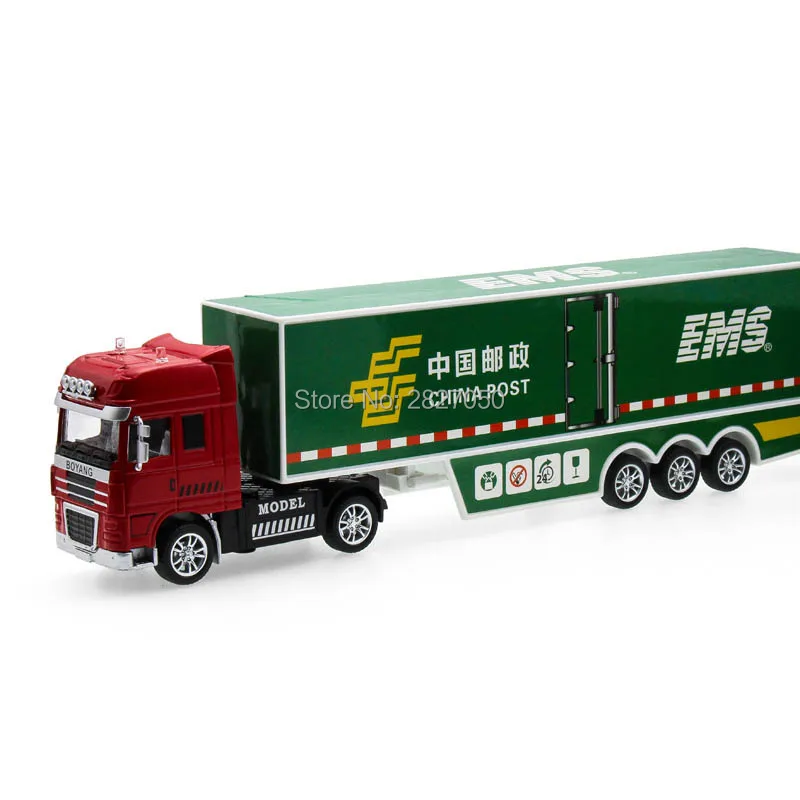 

1:50 Alloy Toy Post Express Truck Model Cars Sound Light Openable Door Toy Truck For Children New Year Gifts