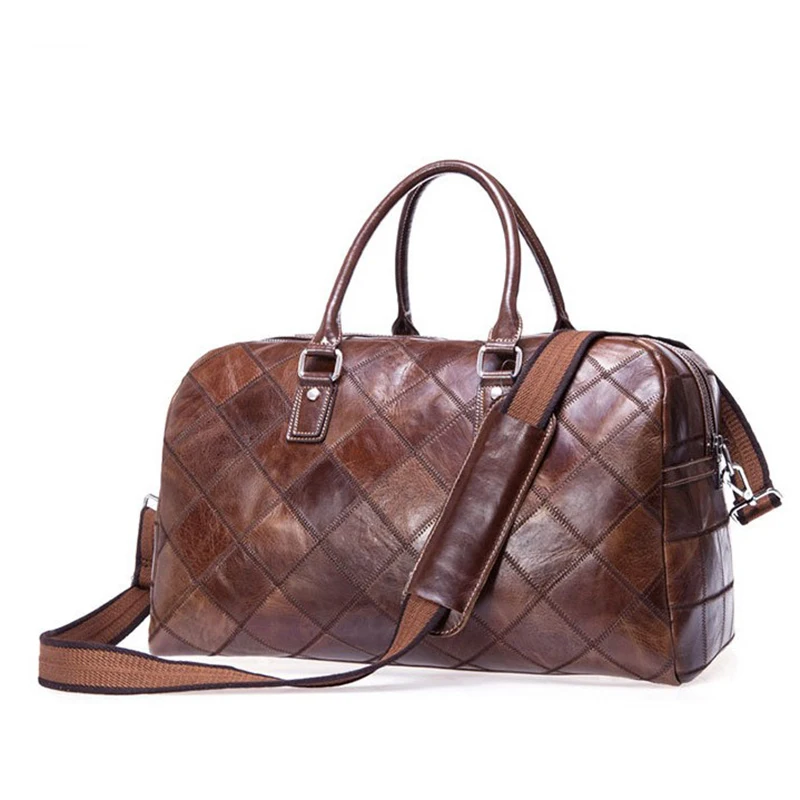 

Luxury British Style Genuine Leather Men Bag Perfect Quality Travel Duffle Natural First layer cow Leather Men's Travel Bags