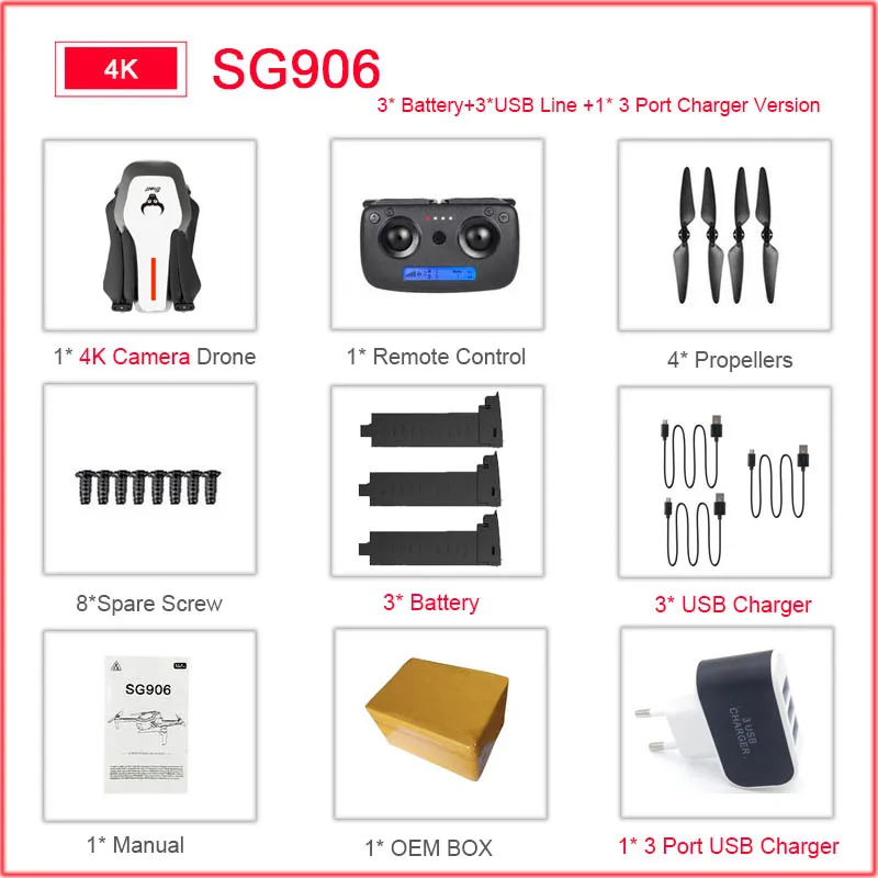 SG906 5G 1080P 4K HD WiFi камера Складная FPV игрушка, Дрон на дистанционном управлении RTF gps следить за мной/рука жестов стрельба 23 мин Время полета Вертолет - Цвет: White-4K-3B-OEM