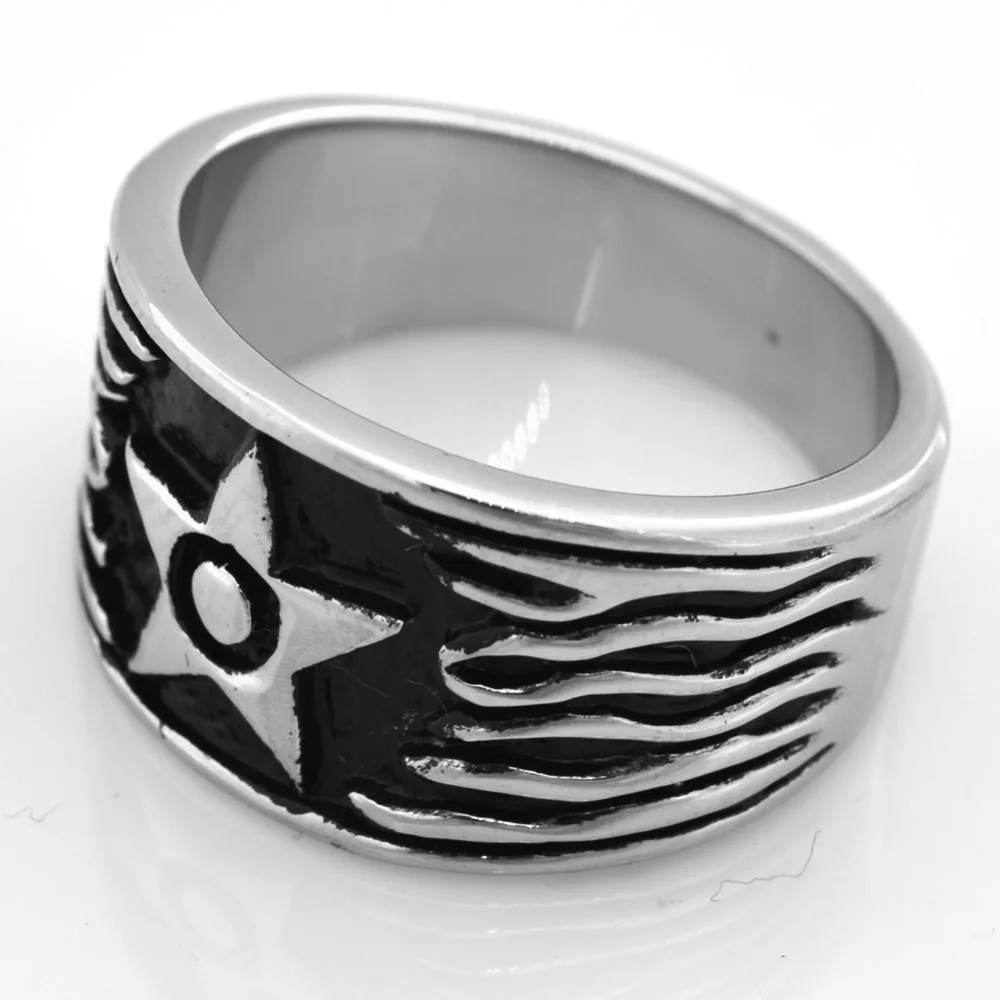 Классическое кольцо FSR08W53 из нержавеющей стали с блестящей звездой|Кольца| |