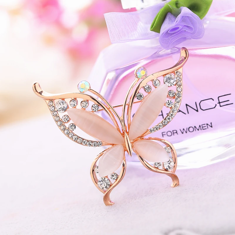 Модные броши OneckOha в виде бабочки с опалом стразы украшения из розового золота