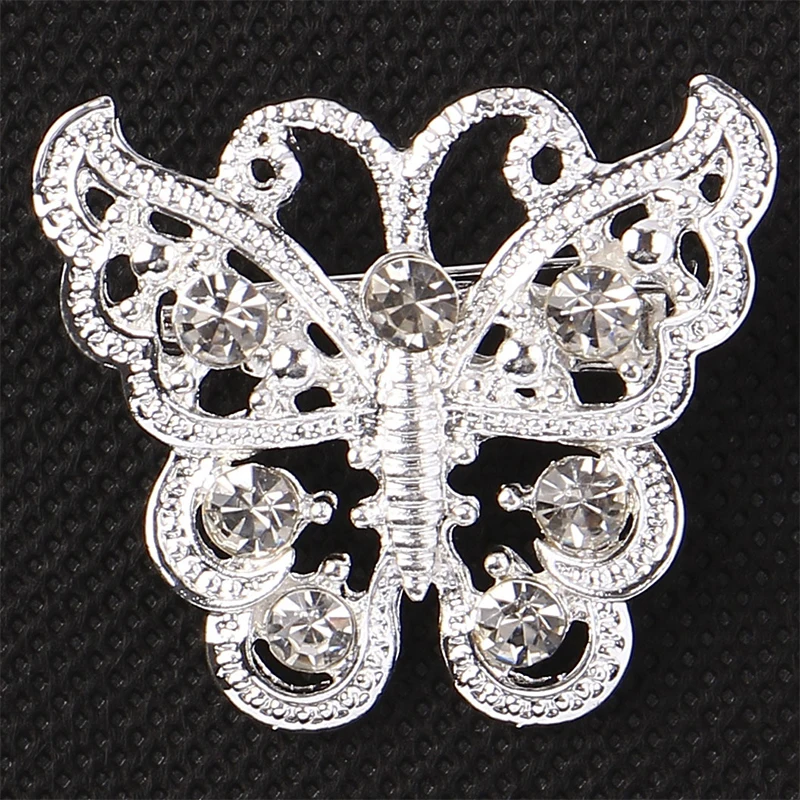 3pcs Fashion luxury white blue Perfect Color Bright Crystal Rhinestone Gold Tone Butterfly Pin Brooch small scarf brooches pins | Украшения