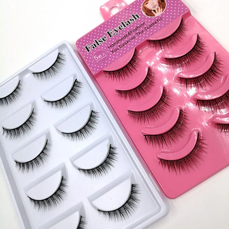 5 пар накладных ресниц натуральный Крест Накладные ресницы ручной работы