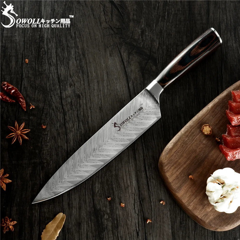 Sowoll высококачественный кухонный нож из нержавеющей стали лезвие с рисунком