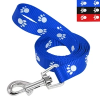 nylon small dog leash paw print pet walking lead 3 color training leash cats dogs harness collar leash strap belt red blue black