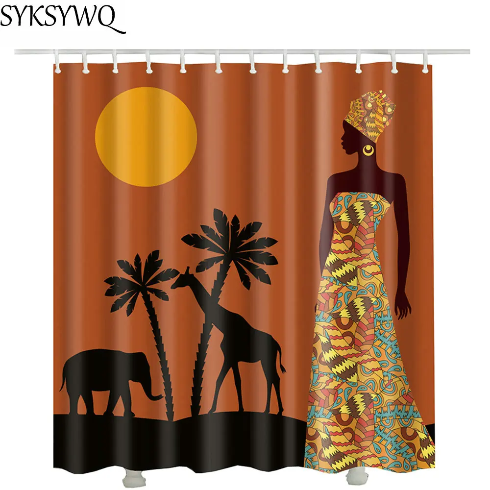 African American shower curtain fabric 2018 new hot sale drop shipping waterproof polyester bathroom with rings | Дом и сад