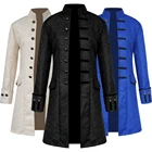 Мужское пальто в стиле стимпанк Goth, куртка с воротником-стойкой в стиле ретро, европейская куртка со средневековым рисунком, Костюм викинга