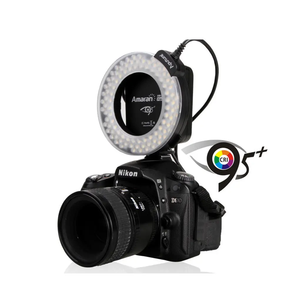 Кольцевой светодиодный светильник Aputure HN100 CRI 95 + Amaran Halo для Nikon D7100 D7000|Аксессуары