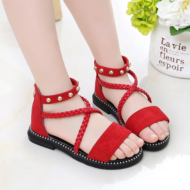 Сандалии на плоской подошве для девочек 3-12 лет