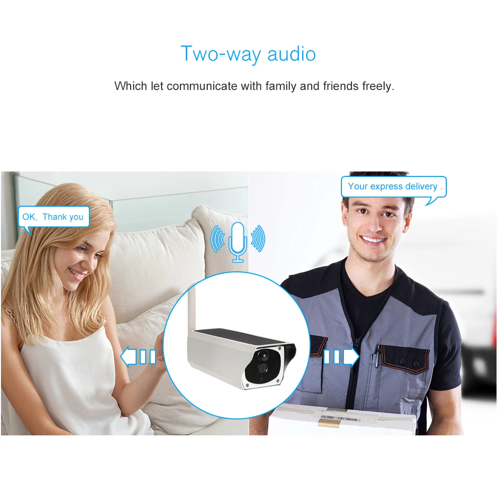 Беспроводная 1080P WiFi солнечная мощность пуля IP камера PIR Обнаружение движения