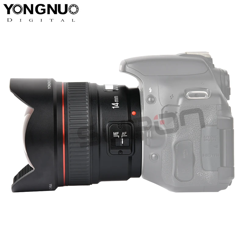 Новое поступление ультраширокоугольный объектив YONGNUO YN14mm AF MF F2.8 для камеры Canon 60d