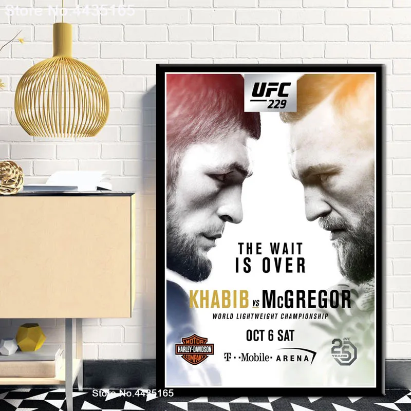 Цвет: желтый Постеры и принты Конор Макгрегор против Хабиба нурмагомедова UFC 229 Бойцовский постер на холсте настенная живопись для украшения дома - Цвет: Цвет: желтый