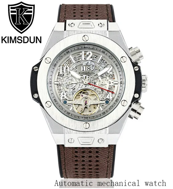 2019 KIMSDUN Роскошные автоматические мужские механические часы Relogio кожа бизнес для