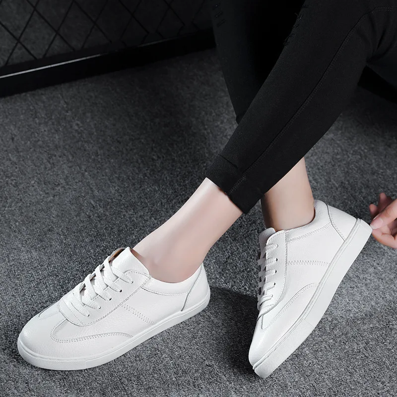 Женские повседневные туфли из натуральной кожи на шнуровке повседневная обувь