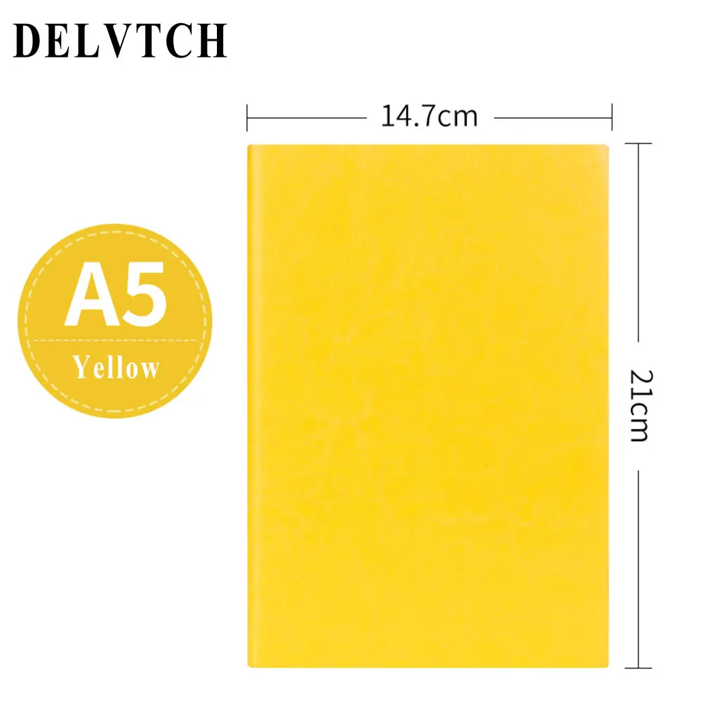 DELVTCH A5 из искусственной кожи 96 листов Тетрадь ежедневно еженедельно ежемесячно планировщик повестки дня день план Тетрадь s журнал канцелярские принадлежности - Цвет: Yellow