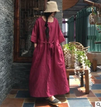 In the summer of 2018 new products listed original design brand quality loose big yards linen cotton women's dress | Женская одежда