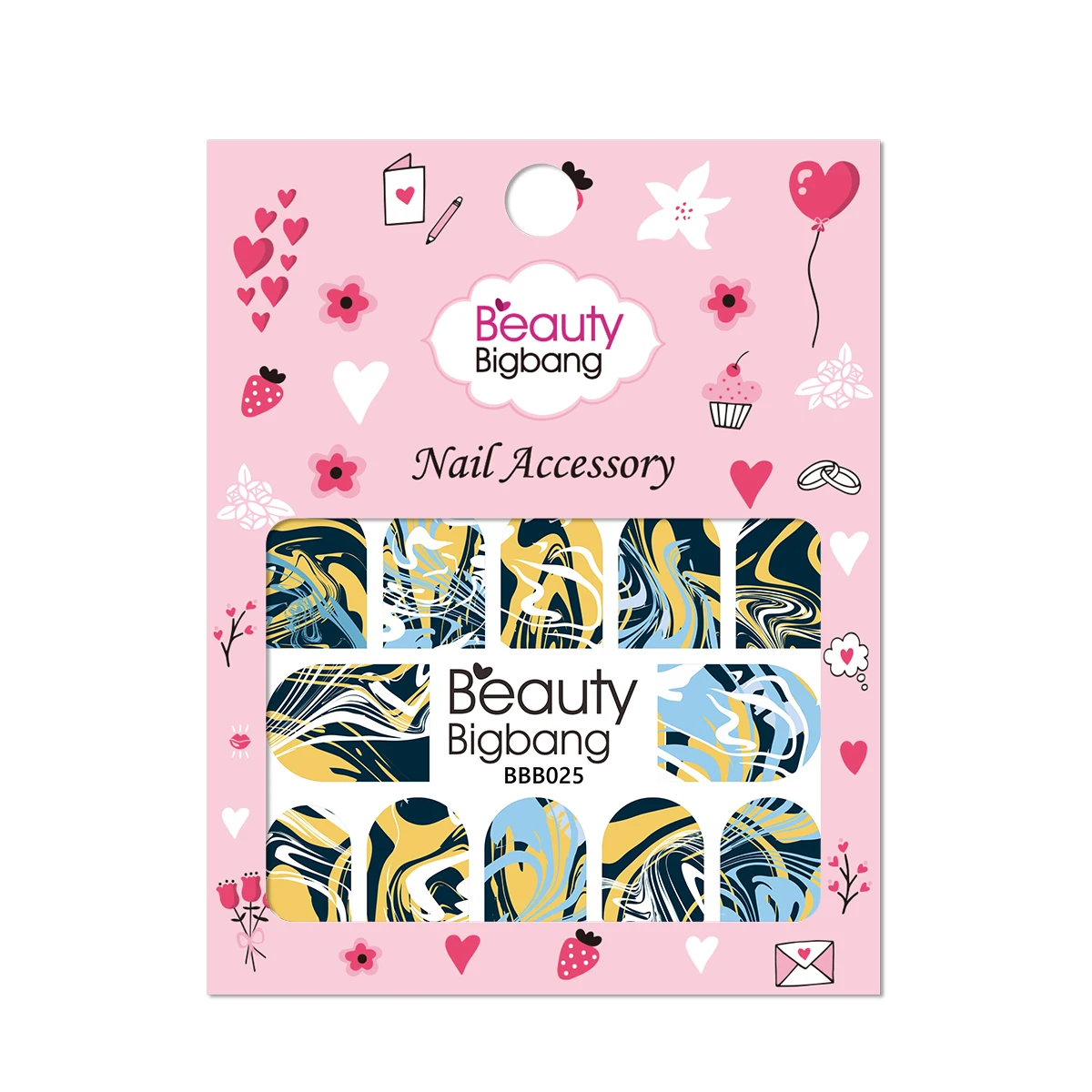 BEAUTYBIGBANG полоса точка наклейка с цветком для ногтей на воде наклейки-Слайдеры для ногтей черный и белый стиль ногтей украшения