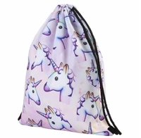 fedex 50 pieces 3d printing unicorn animal horse corn pattern drawstring bag backpack schoolbag travel bag