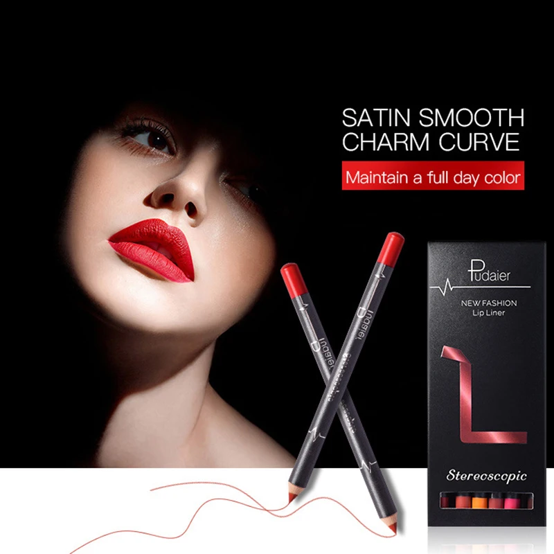 12 Colors/Set Stylish Sexy Matte Stick Lipliner Lip Liner Pencil Lipsliner Pen Set Beauty Makeup Cosmetic waterproof | Красота и