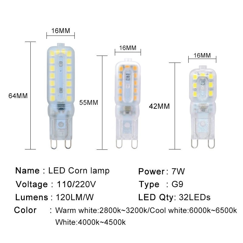 Светодиодная лампа кукуруза Foxanon 6 шт. 110 В 220 G9 2835 SMD светодиодный 3 Вт 5 7 Вт|g9 led lamp|led