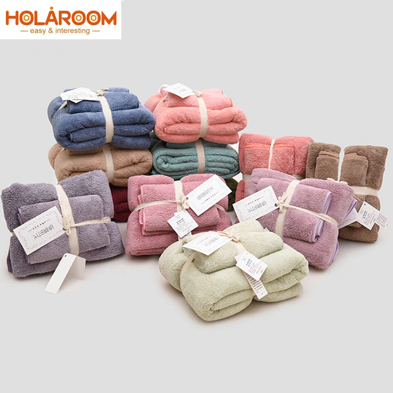 

2pcs Towel Microfiber Fabric Towel Set 12 Colors Super Absorbent Plush Bath Face Hand Towel Quick Dry Towels for Adult kids