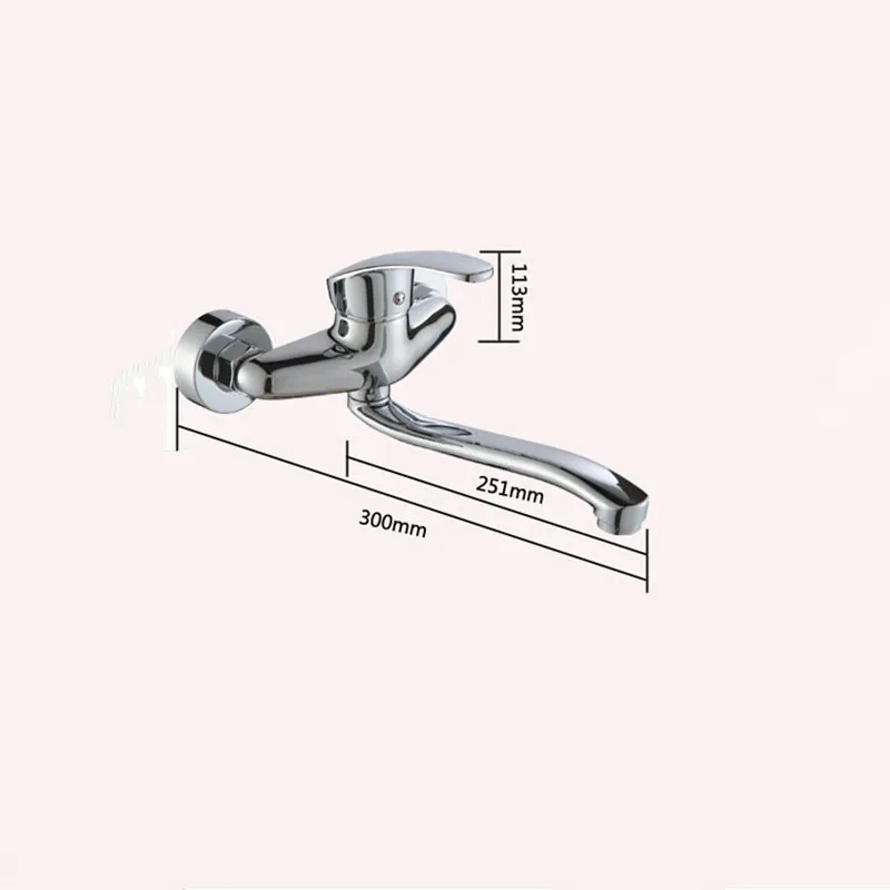 Смеситель для кухни настенный с одной ручкой хромированный латунный кухонный