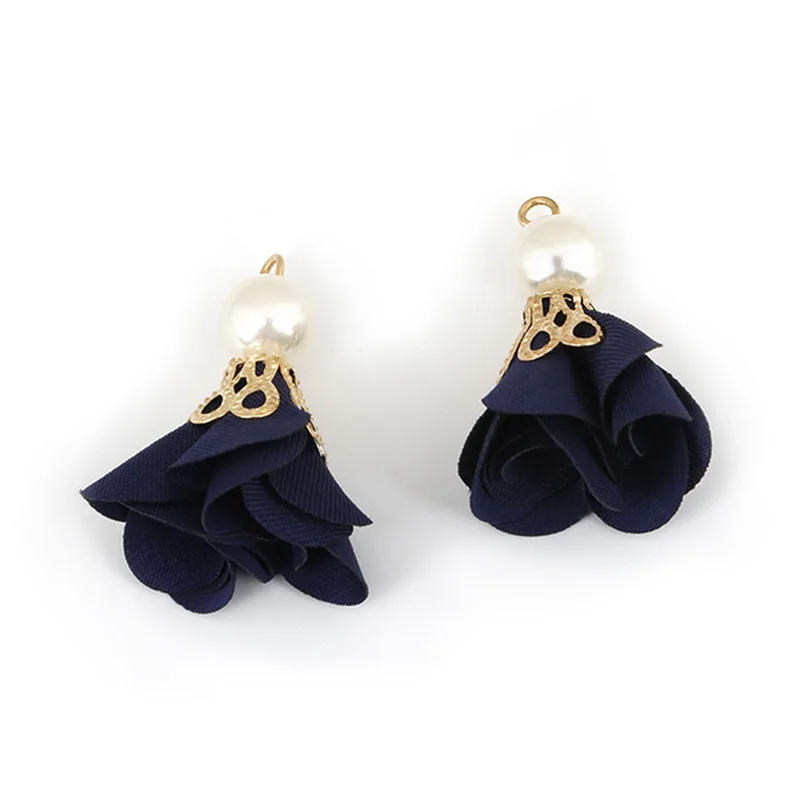 2018 New Fashion 30mm Fabric Tassels Imitation Pearl Flower Tassel Charms Pendant for DIY Earring Necklace Jewelry Making | Украшения и