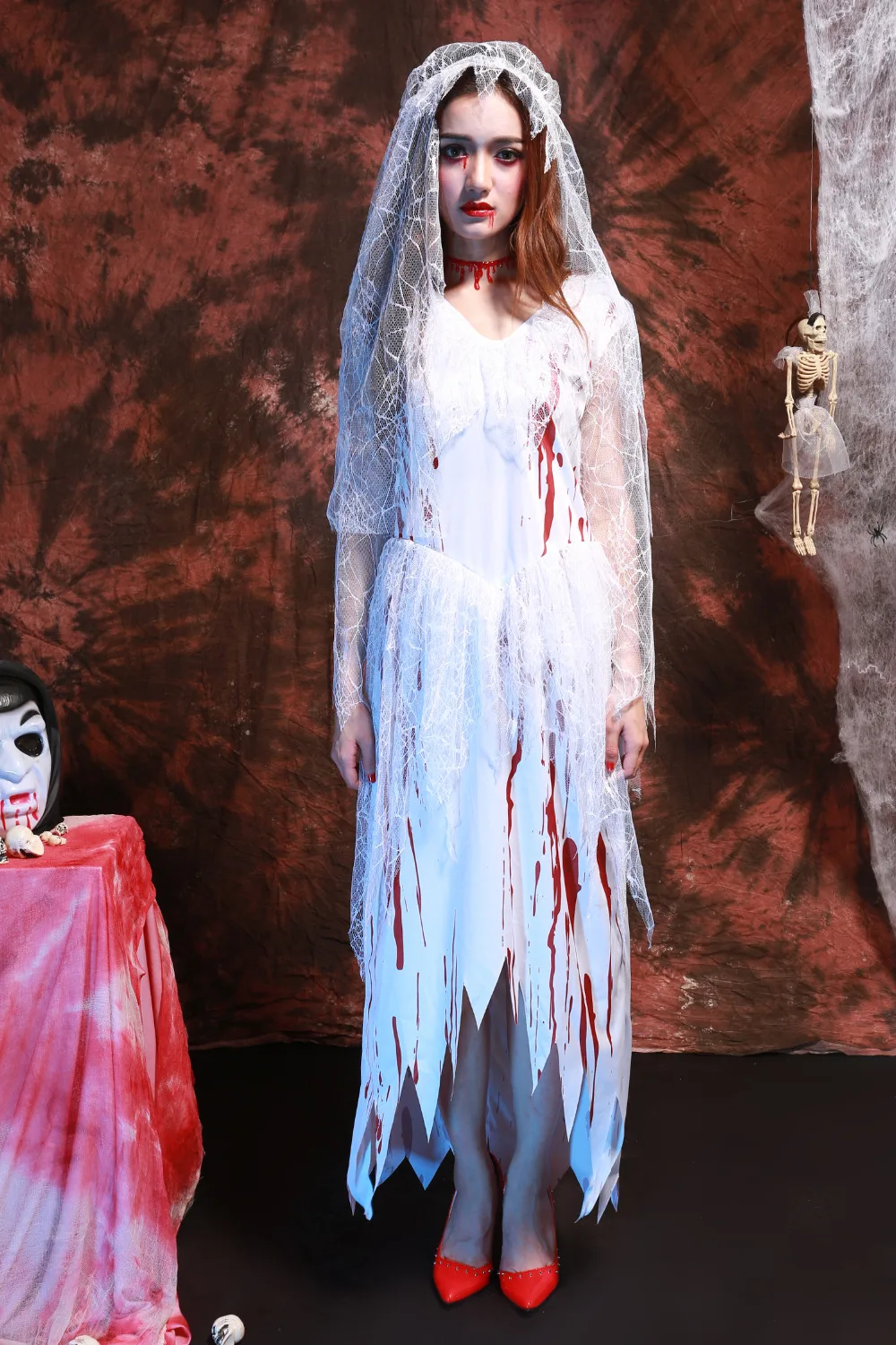 Зомби платье невесты призрак Карнавальный Костюм Хэллоуин кровавая на костюм