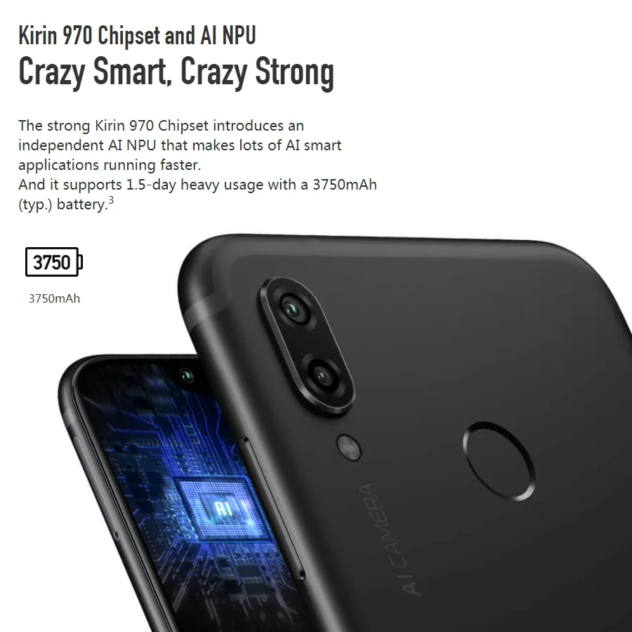 6," Глобальная прошивка Honor Play мобильный телефон 6 ГБ ОЗУ 64 Гб ПЗУ 2340x1080 Восьмиядерный 3750 мАч аккумулятор 4G LTE Android 8,1 смартфон