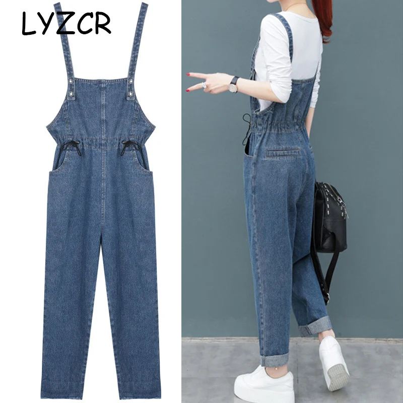 Джинсовый комбинезон женские джинсы обтягивающие плюс размер свободные