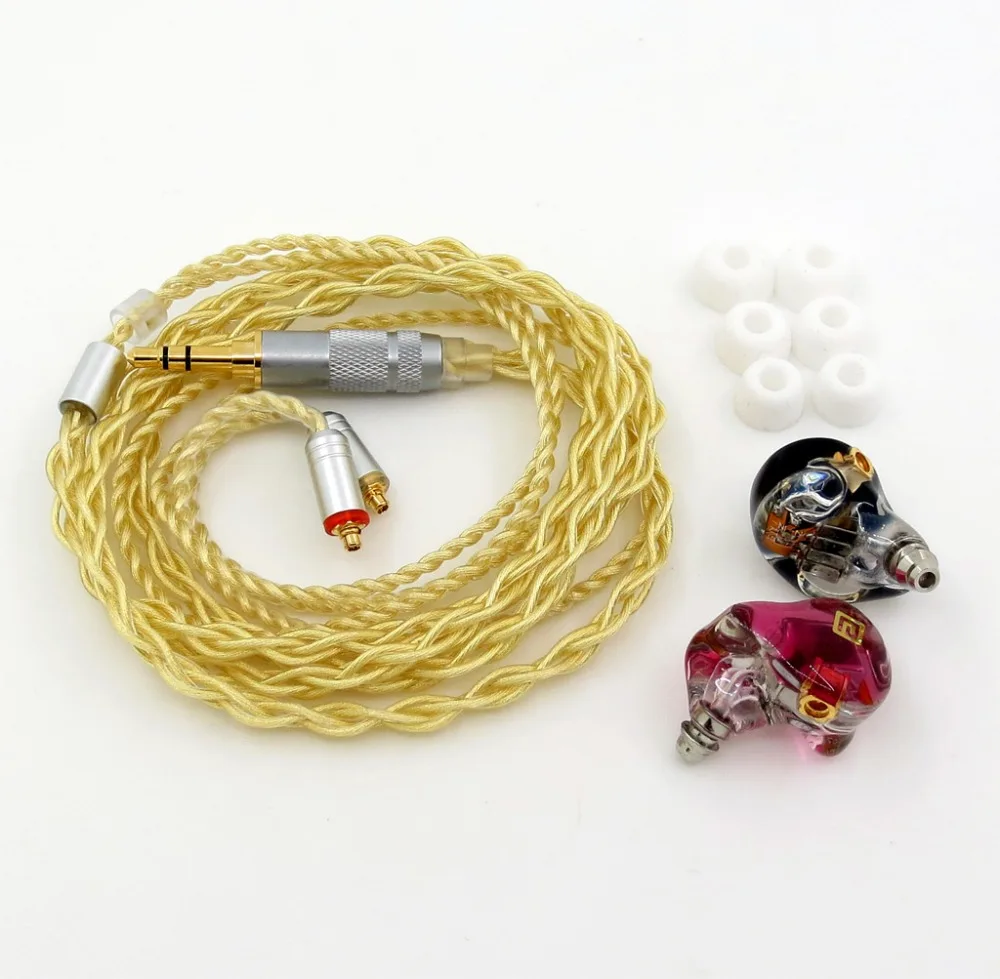 LN005919 чистый серебряный золотой кабель+ DIY пользовательские 5 единиц динамики арматура в ухо наушники+ MMCX кабель для Shure se535 se846